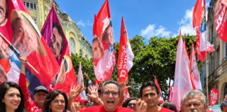 Maurício Rands participa de ato em apoio à reeleição de Lula no centro do Recife