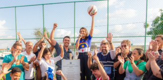 Rodrigo Pinheiro e Raquel Lyra entregam primeira areninha esportiva de Caruaru em parceria com o Governo de Pernambuco